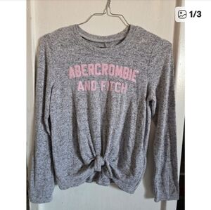 Abercrombie & Fitch Gray Sweater with Pink Logo